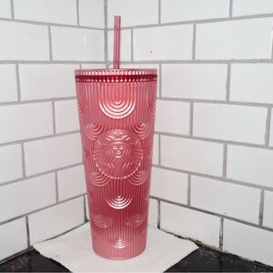 Brand New Starbucks 2023 Fall Pink Shimmer Shell Mermaid Scales Tumbler